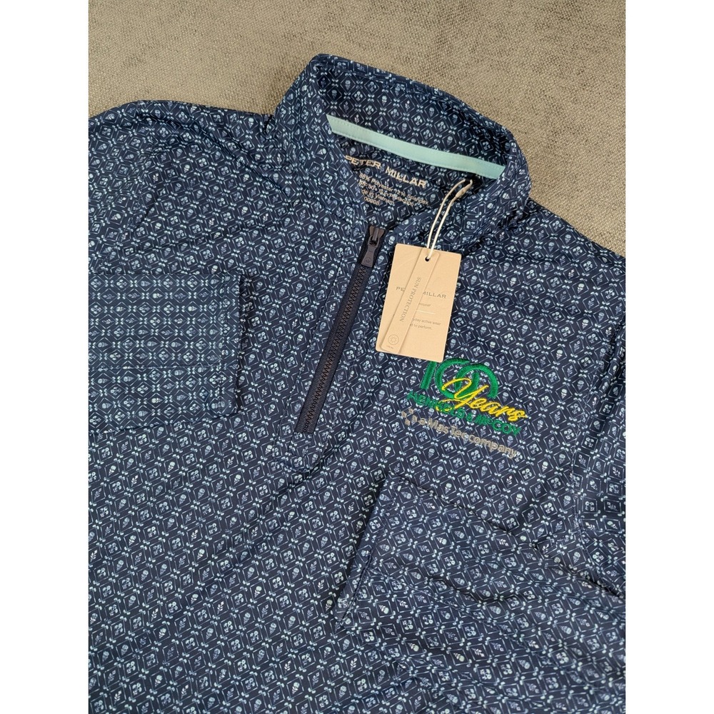 NWT Peter Millar Shirt Women M Navy Back Nine Sun Shirt Quarter Zip Lightweight